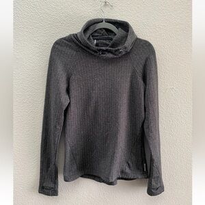 Mondetta Charcoal Herringbone Scuba Neck Running Shirt S/P Thumbholes